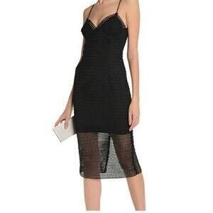 NICHOLAS V NECK DOT LACE BLACK COCKTAIL EVENT HOLIDAY DRESS SIZE US 8 UK 12‎